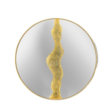 Artist Design Luxury Titanium gold 3D Wall art Hotel home bathroom decoration Modern Wall hanging decorative mirror